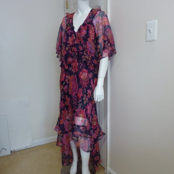 Johnny Was Luxee Floral Printed Silk Maxi Dress - Picture 8 of 9